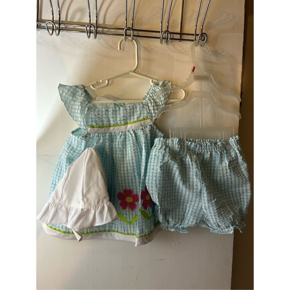 Little bitty infant dress‎ bloomers hat